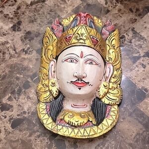 VINTAGE  BALI INDONESIA WOODEN HAND-CARVED SCULPTURE TRIBAL GODDESS